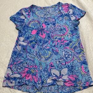 Lilly Pulitzer Blue and Pink Short Sleeve Tee